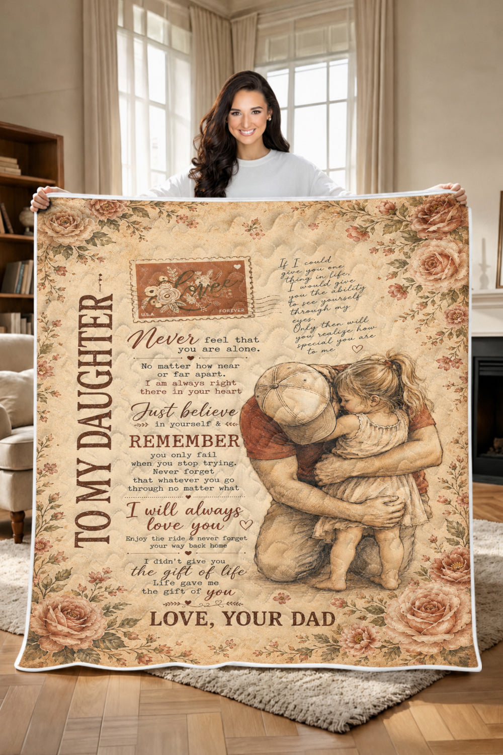 Daughter Life Gave Me Gift Of You Dad Quilt Blanket
