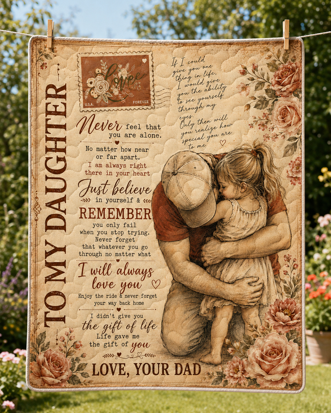 Daughter Life Gave Me Gift Of You Dad Quilt Blanket