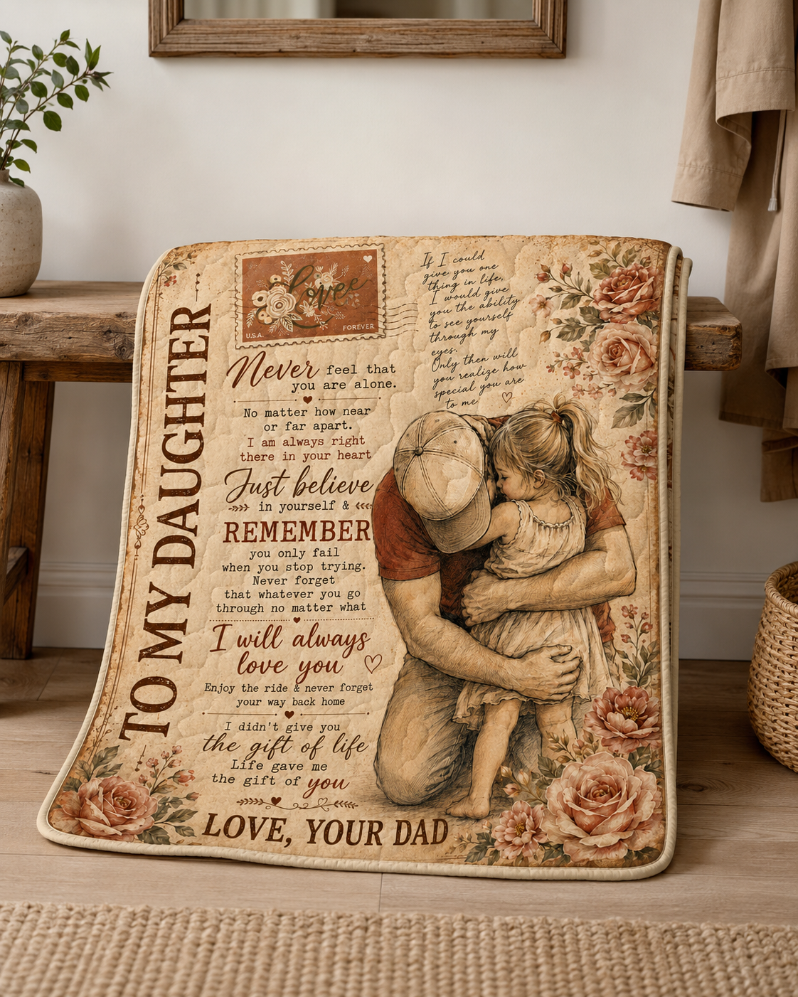 Daughter Life Gave Me Gift Of You Dad Quilt Blanket