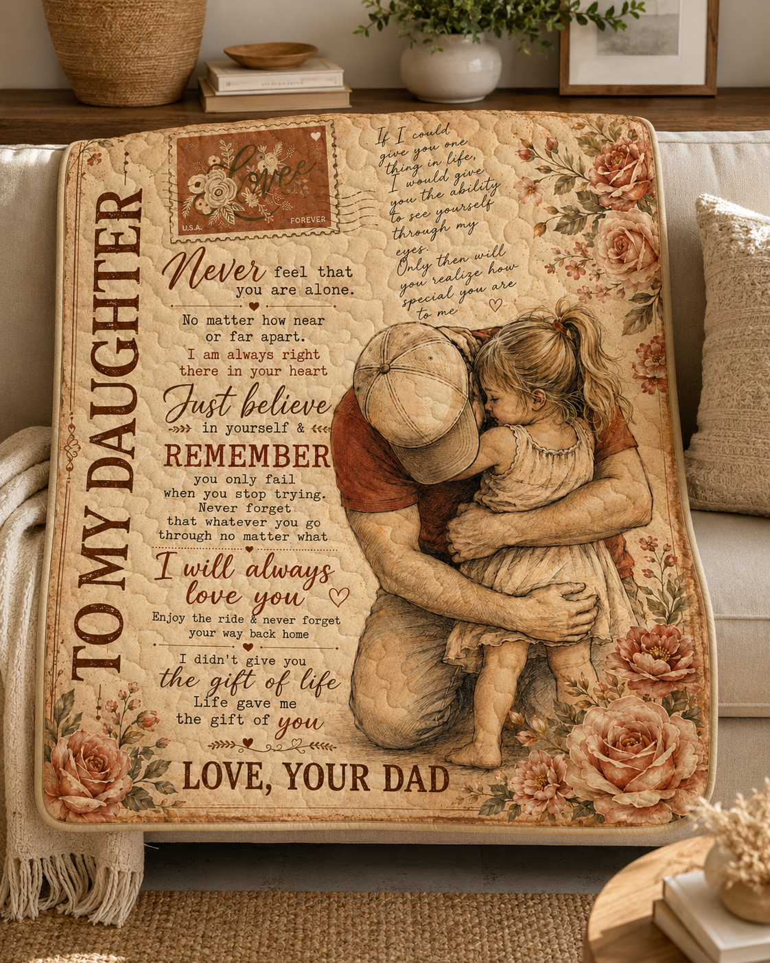 Daughter Life Gave Me Gift Of You Dad Quilt Blanket