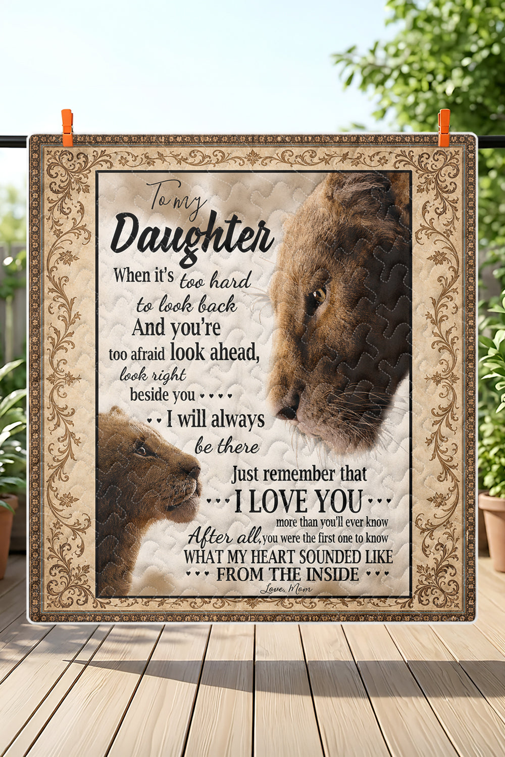Daughter Lion Mom Quilt Blanket