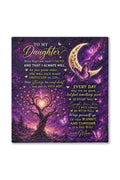 Daughter Love You Moon And Back Purple Galaxy Blanket