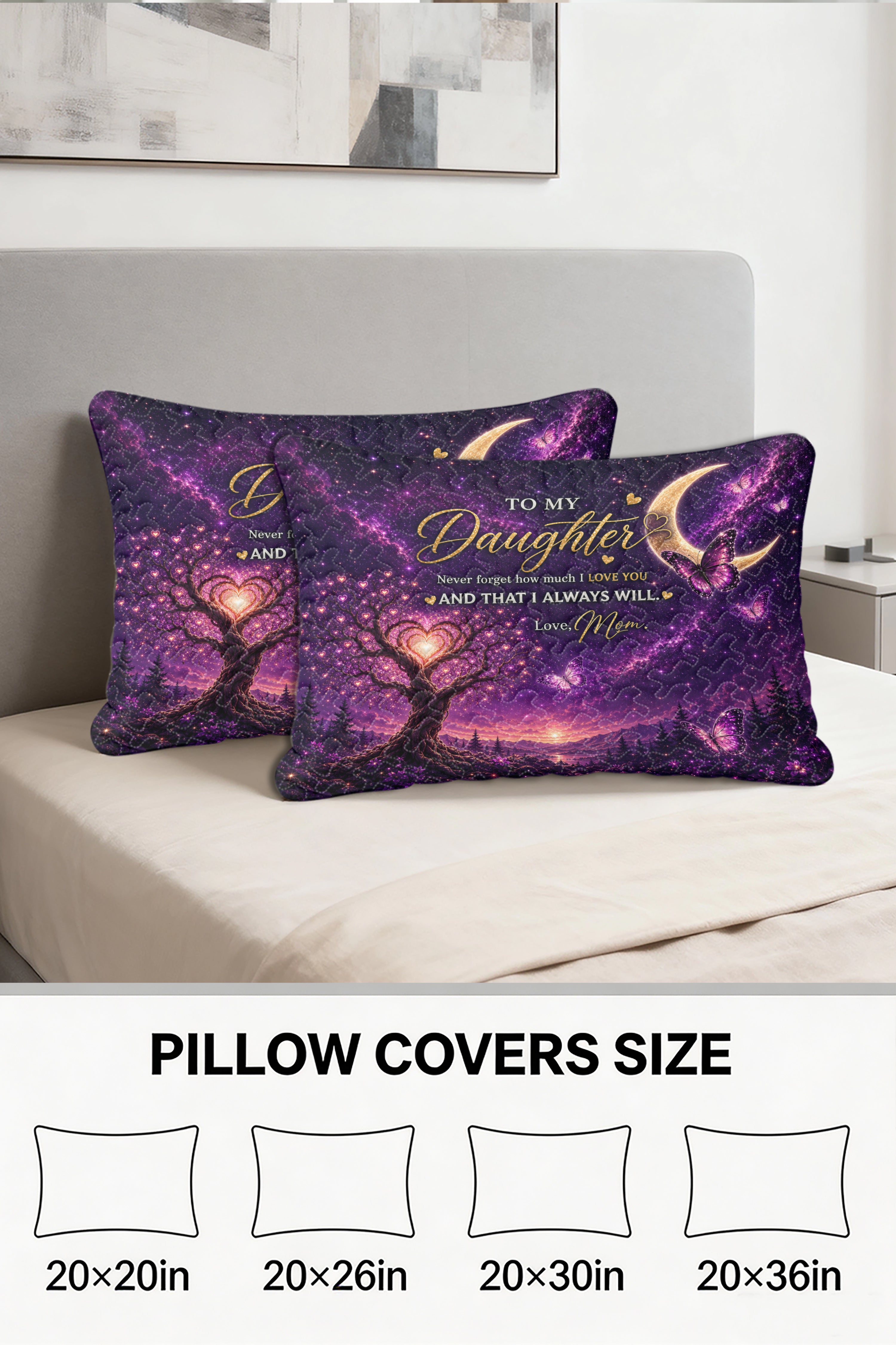 Daughter Love You Moon And Back Purple Galaxy Pillow