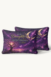 Daughter Love You Moon And Back Purple Galaxy Quilt Pillow