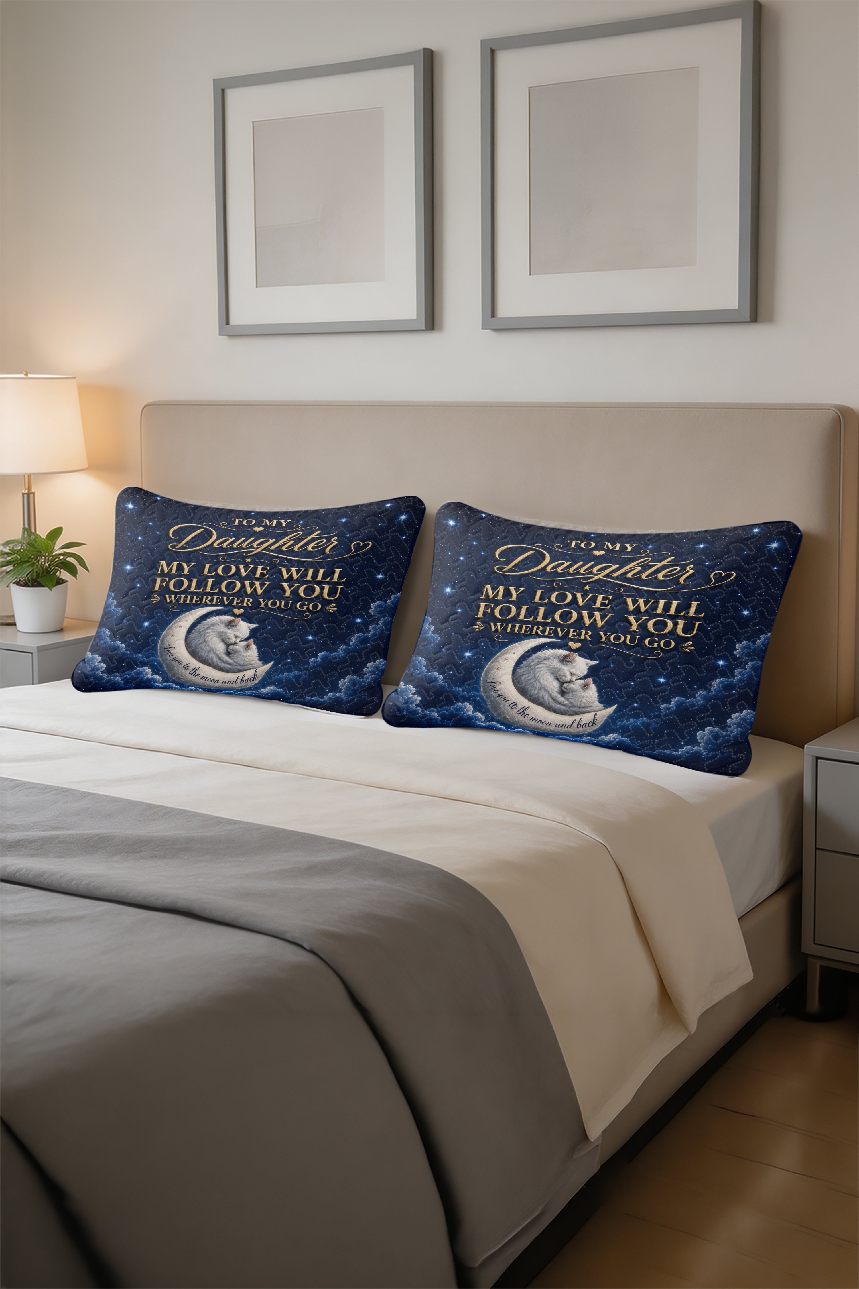 Daughter My Love Will Follow You Cat Moon Pillow