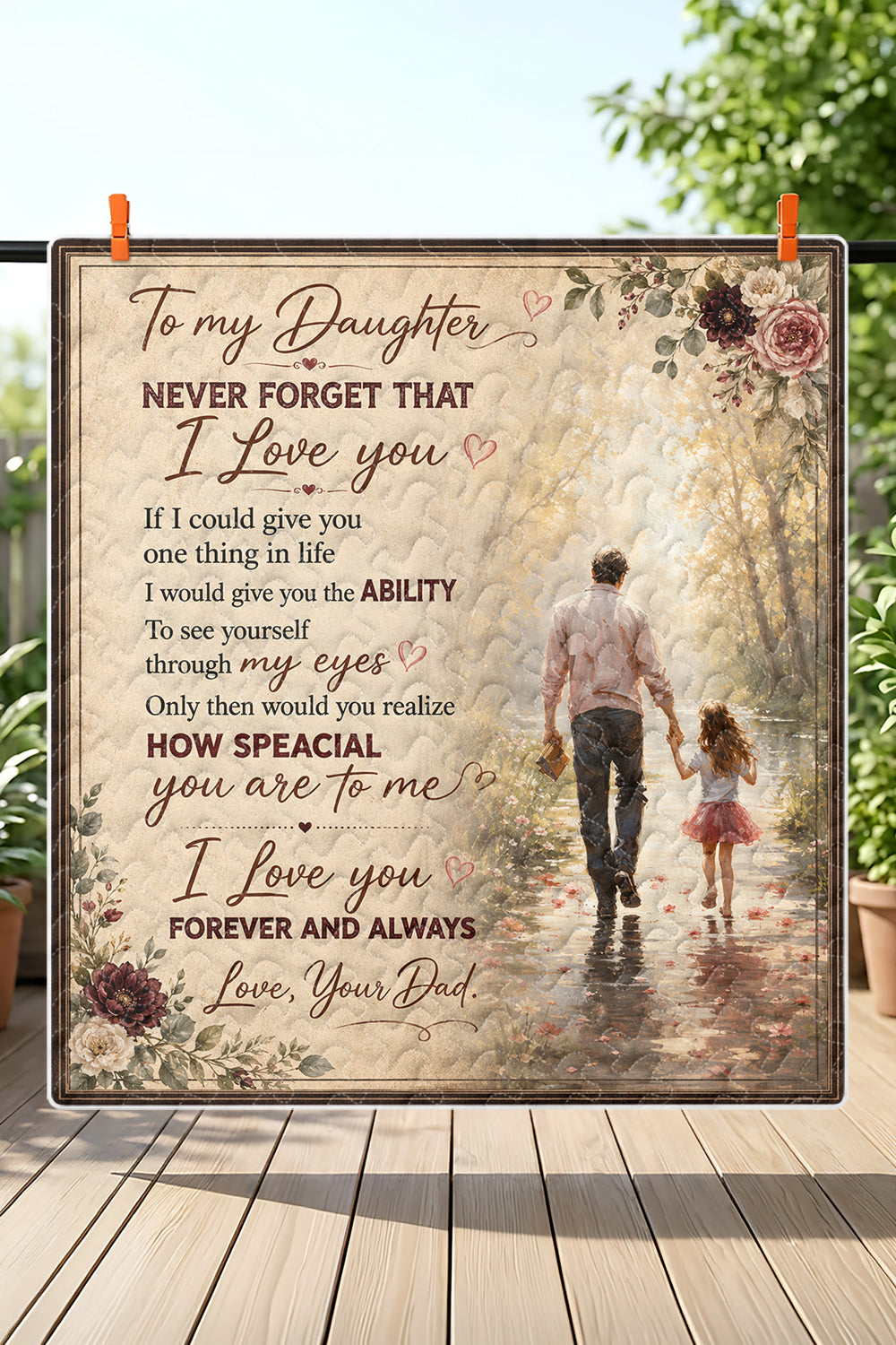 Daughter See Yourself Through My Eyes Dad Quilt Blanket