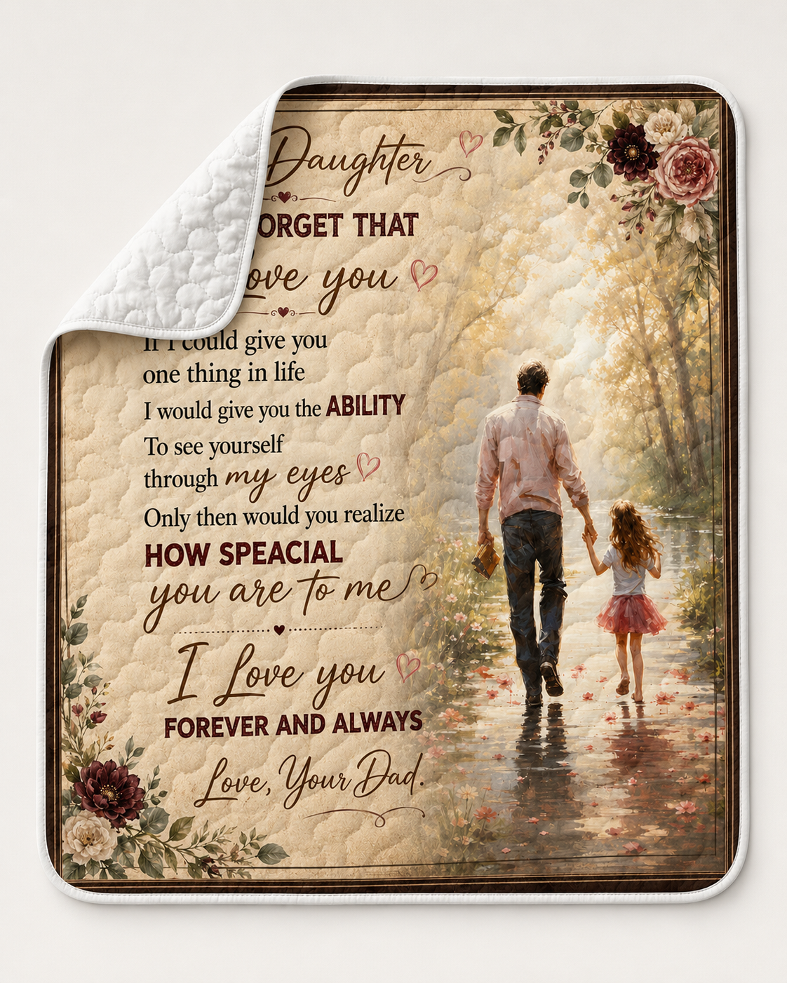 Daughter See Yourself Through My Eyes Dad Quilt Blanket