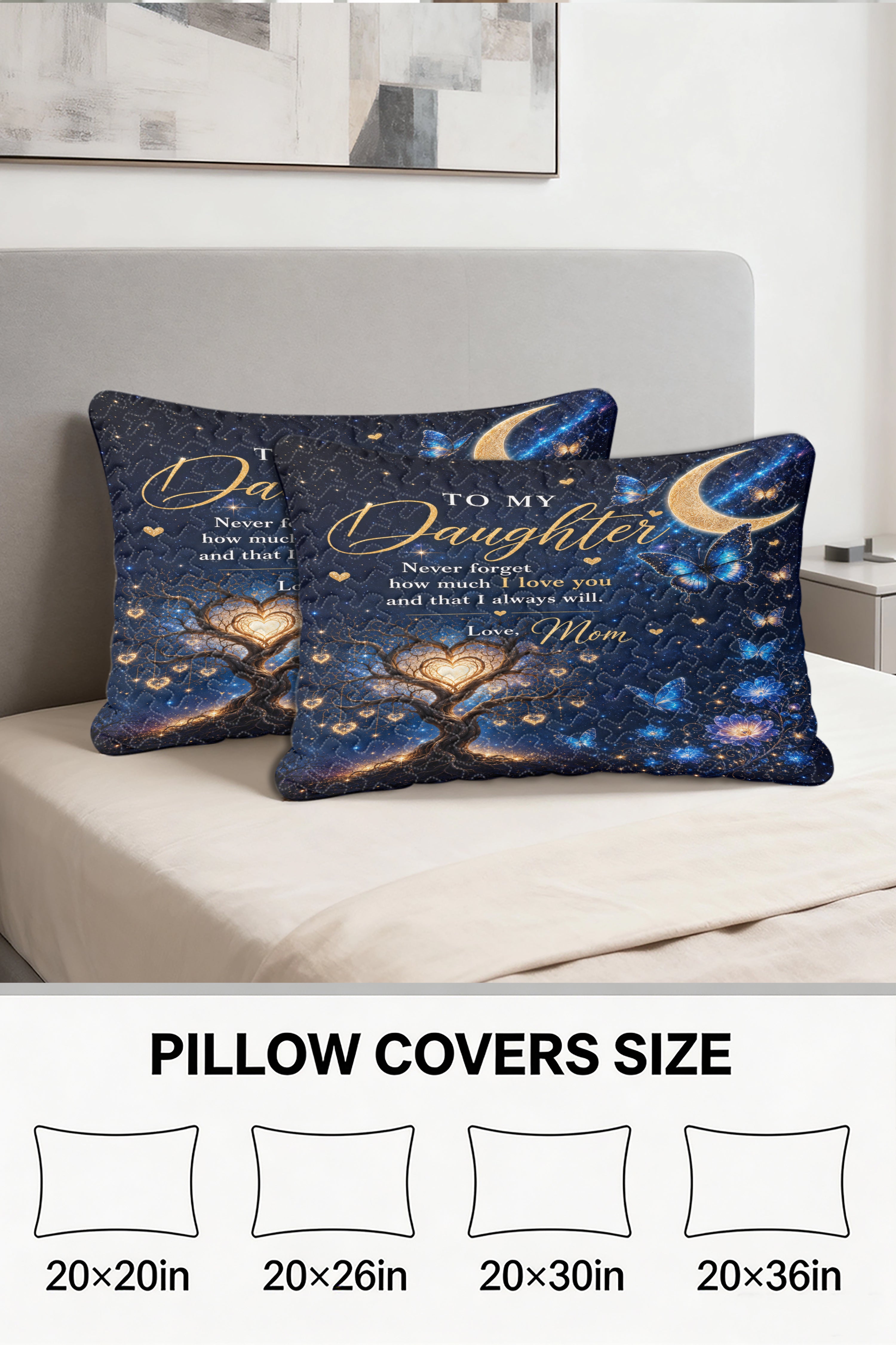 Daughter Stay Strong Blue Butterfly Galaxy Pillow