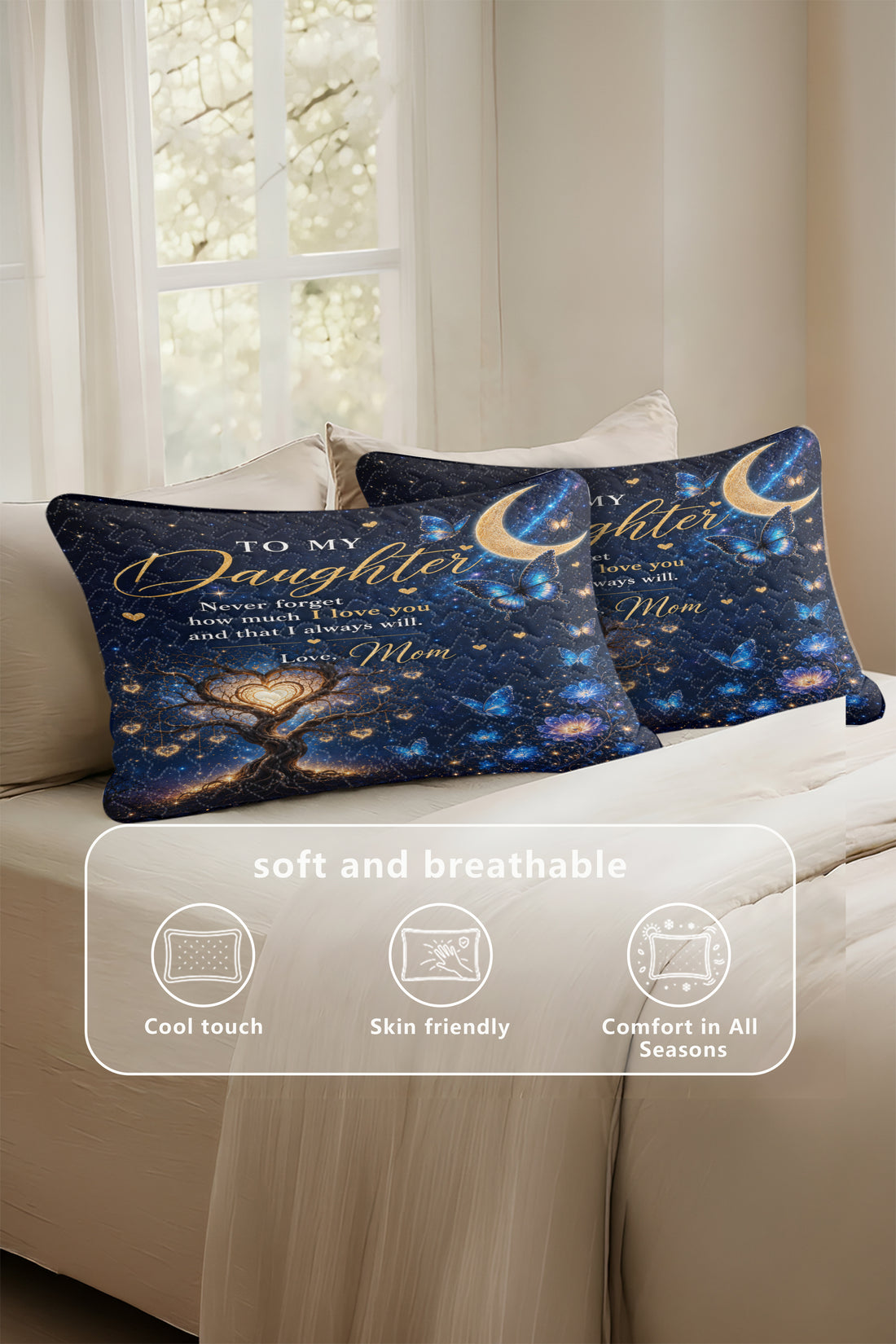 Daughter Stay Strong Blue Butterfly Galaxy Pillow