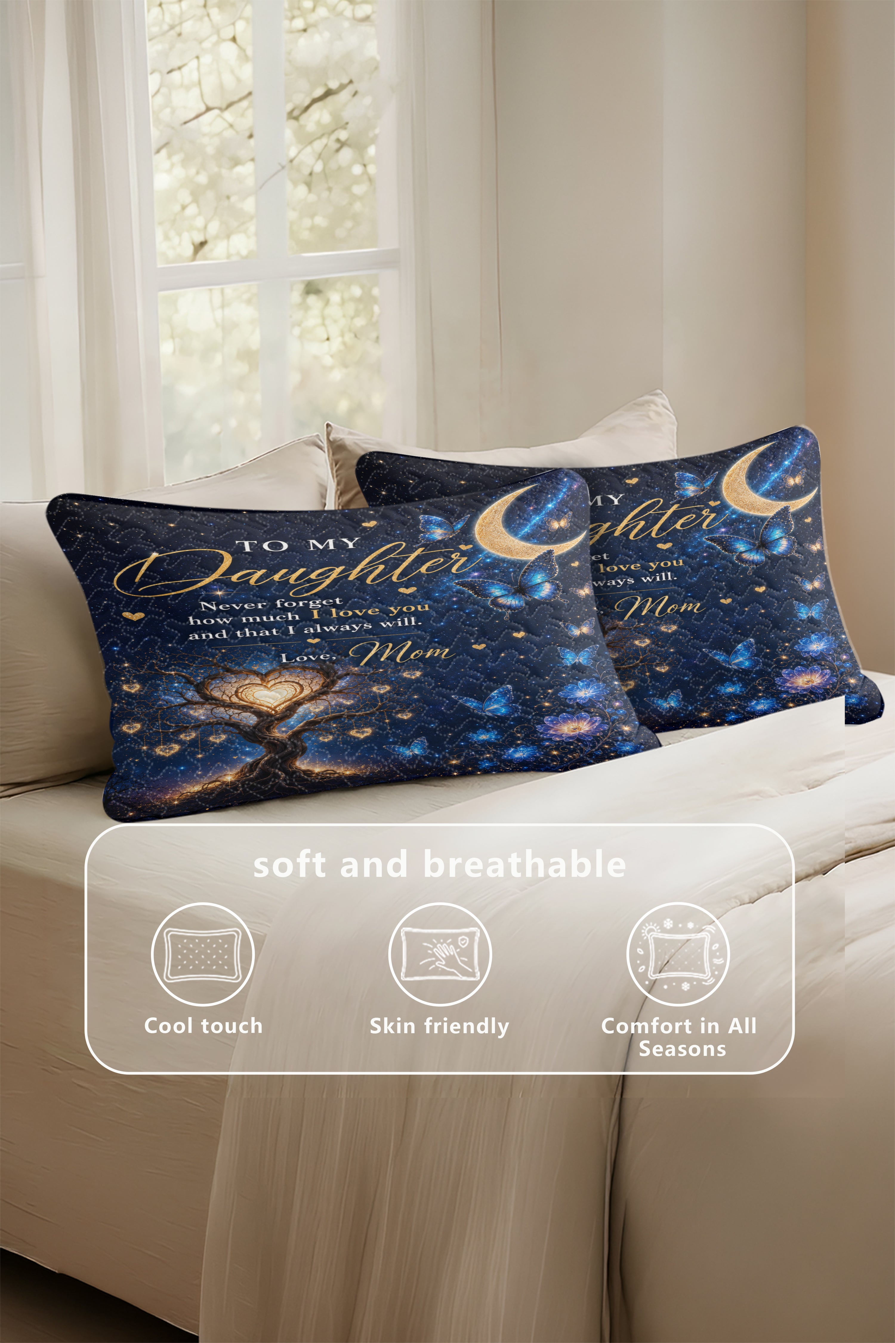 Daughter Stay Strong Blue Butterfly Galaxy Pillow
