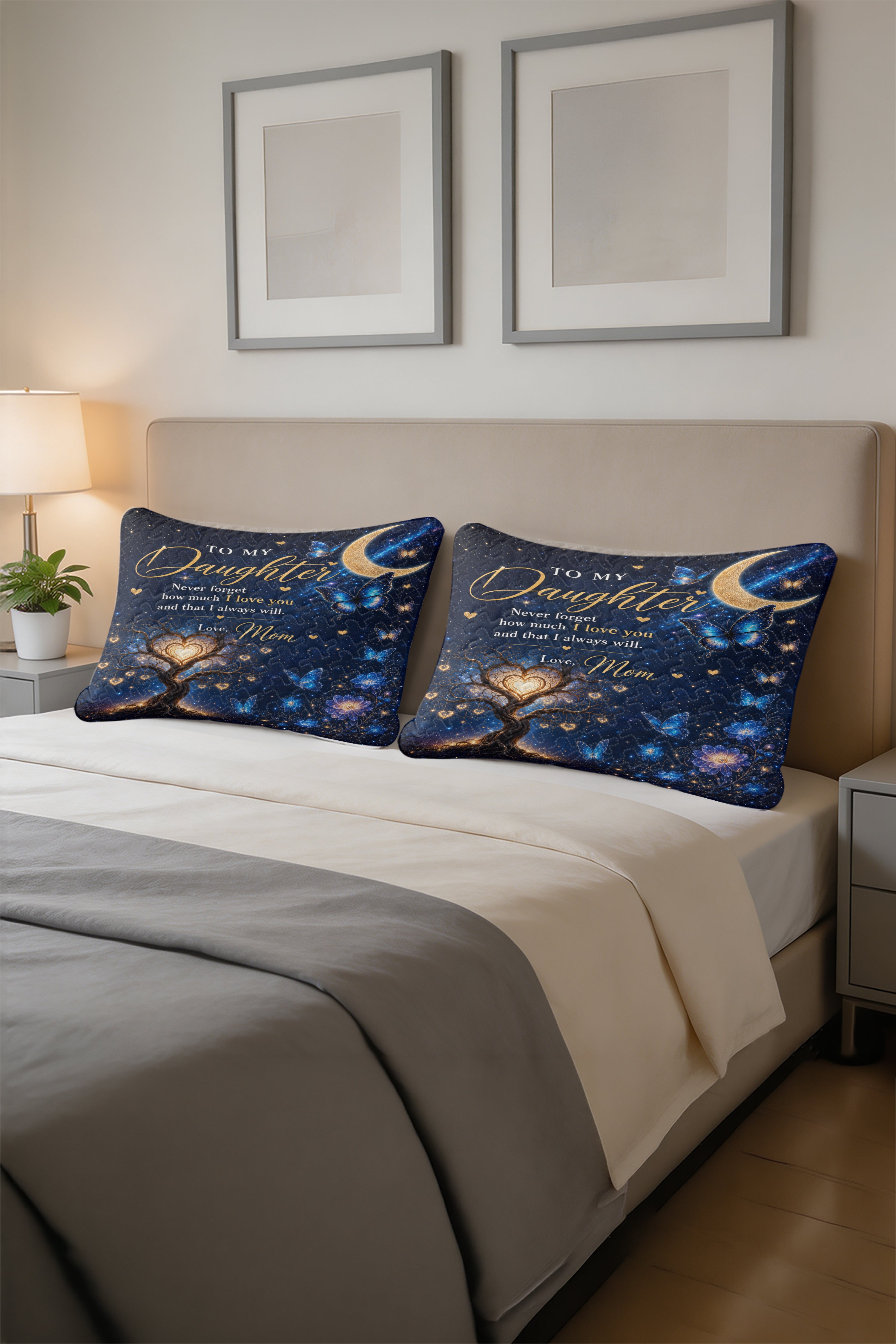Daughter Stay Strong Blue Butterfly Galaxy Pillow
