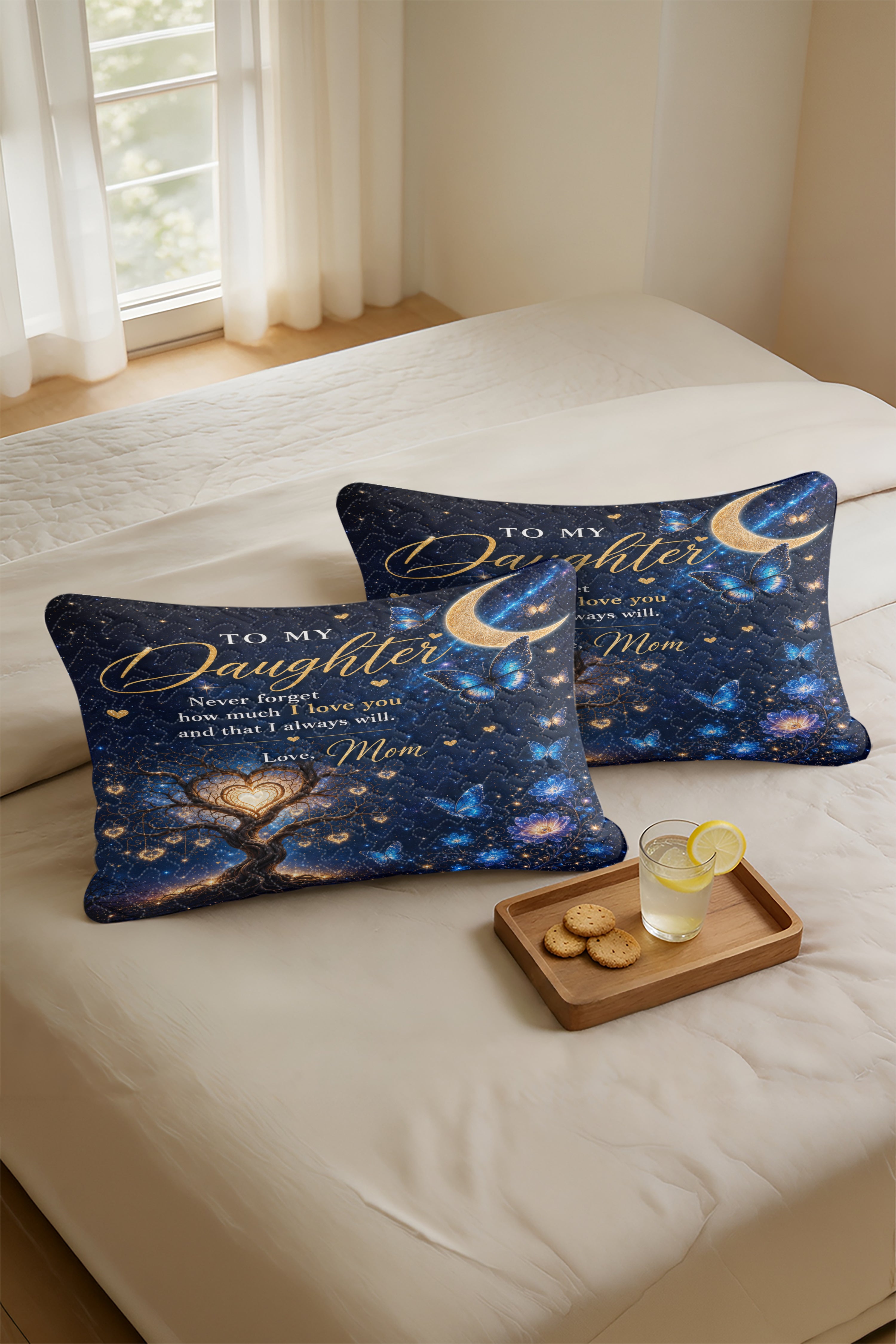Daughter Stay Strong Blue Butterfly Galaxy Pillow