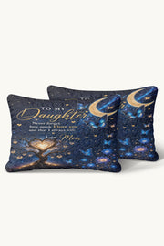 Daughter Stay Strong Blue Butterfly Galaxy Quilt Pillow