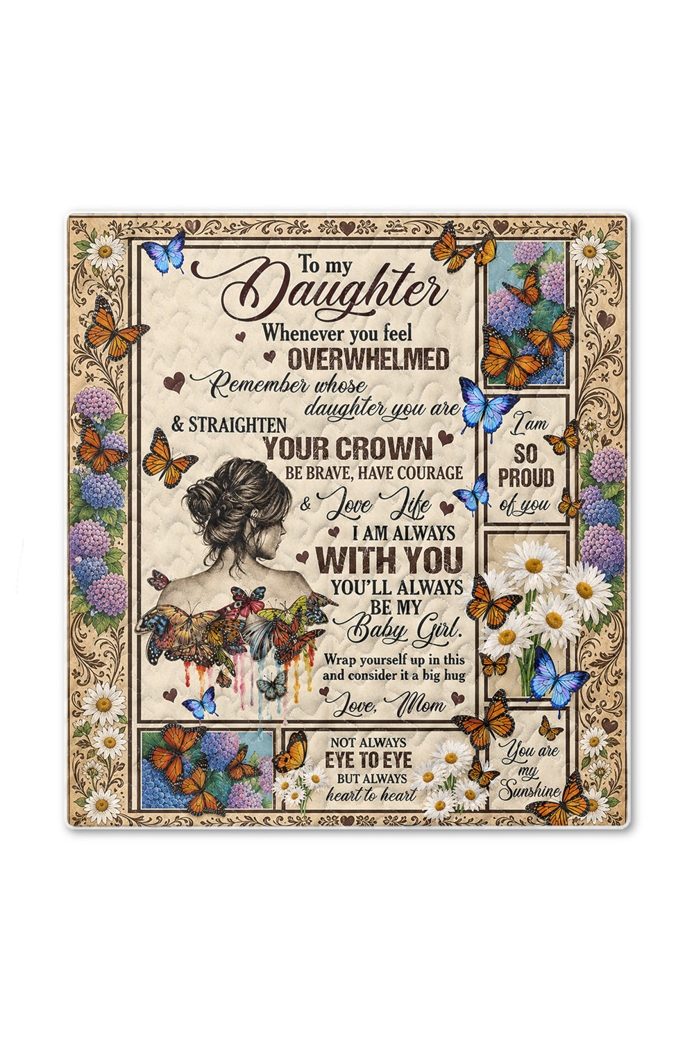 Daughter Straighten Crown Baby Girl Butterfly Quilt Blanket