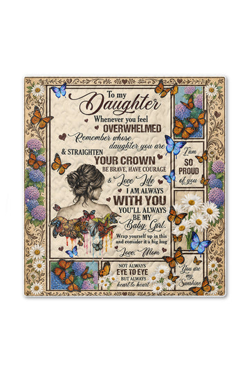 Daughter Straighten Crown Baby Girl Butterfly Quilt Blanket