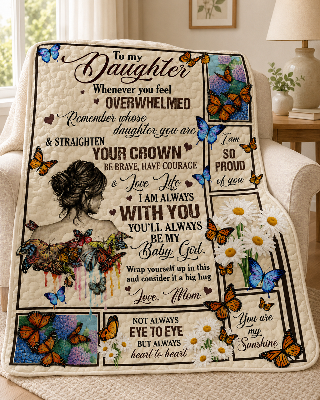 Daughter Straighten Crown Baby Girl Butterfly Blanket