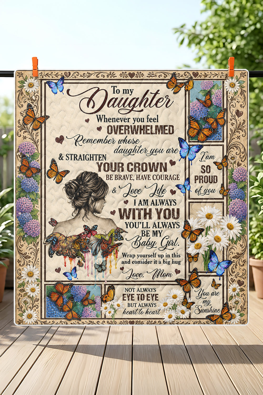 Daughter Straighten Crown Baby Girl Butterfly Quilt Blanket