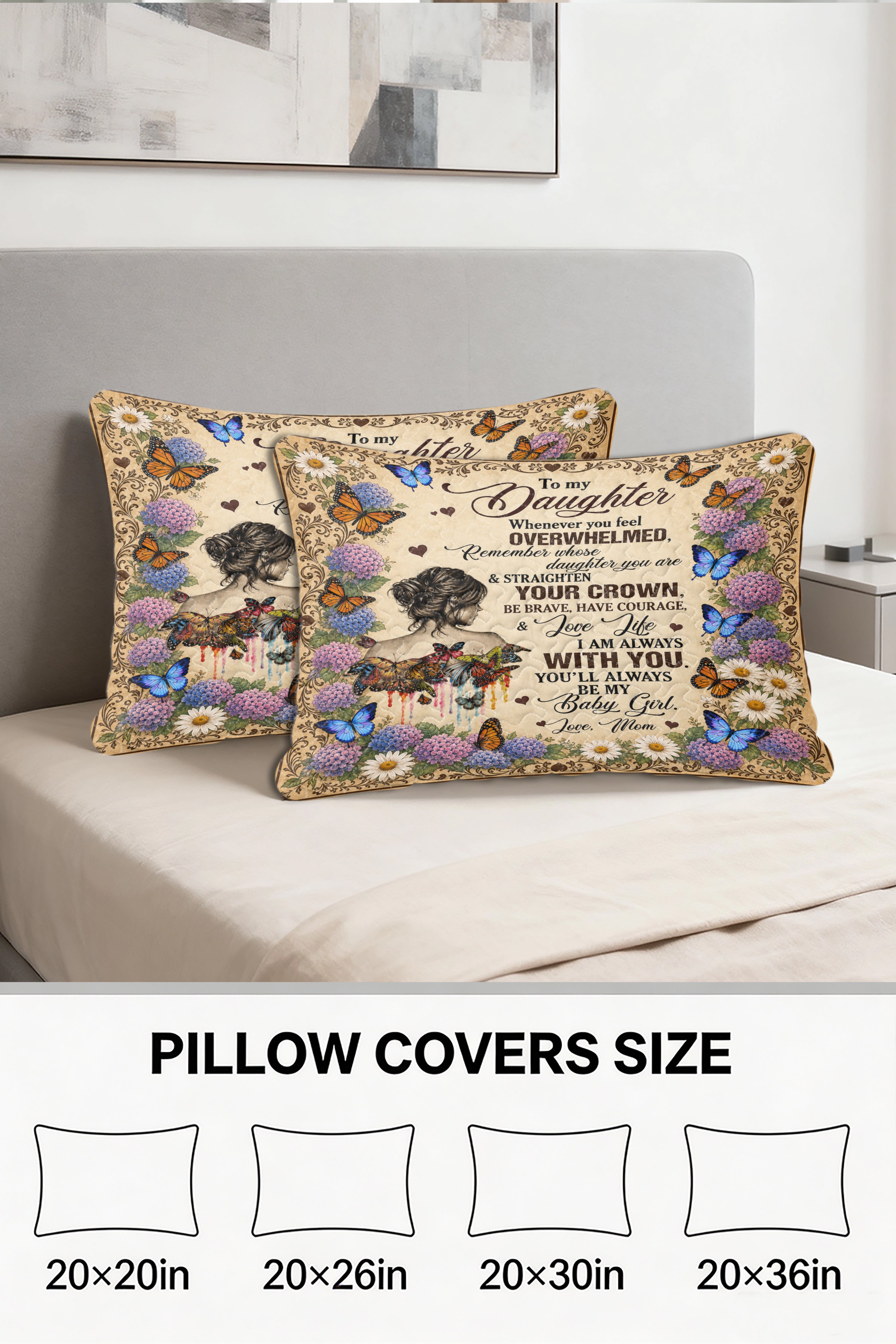 Daughter Straighten Crown Baby Girl Butterfly Pillow
