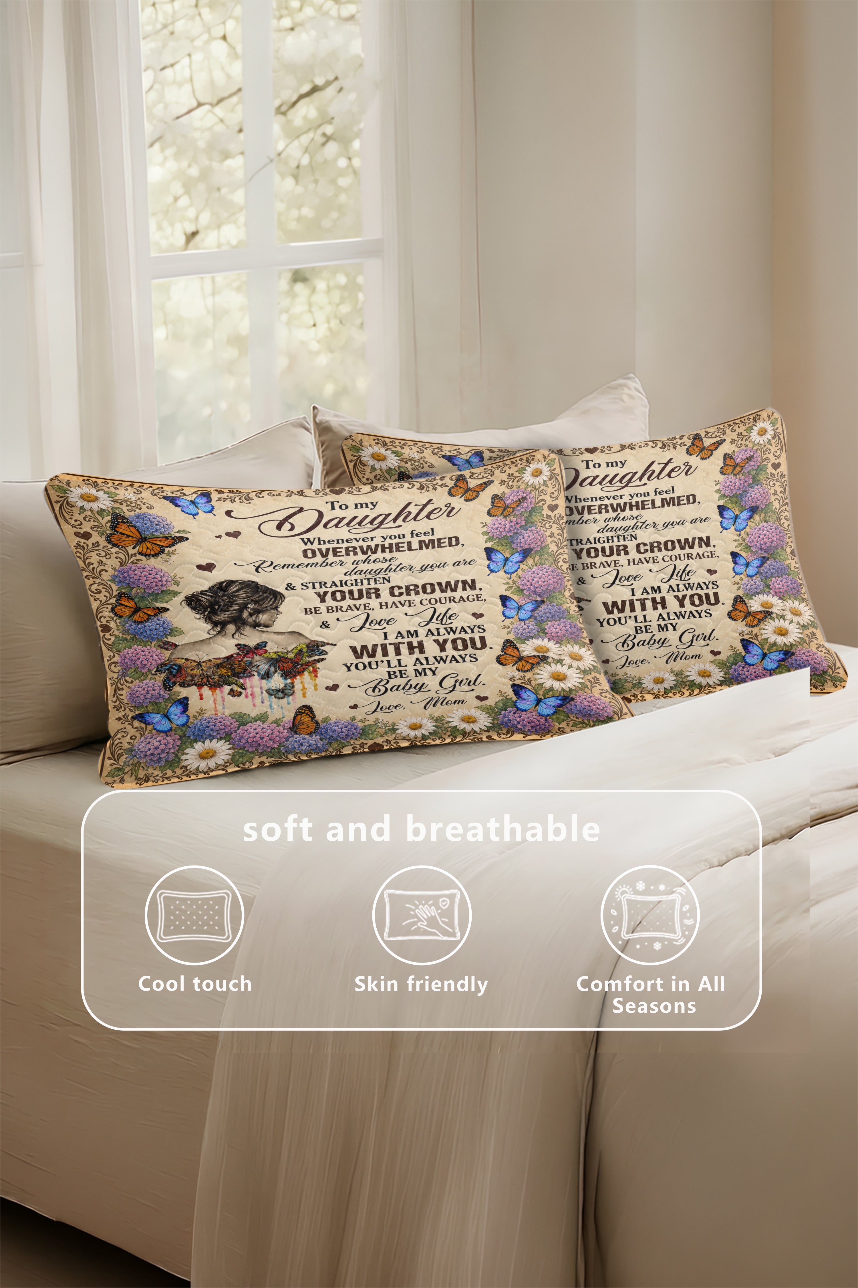 Daughter Straighten Crown Baby Girl Butterfly Pillow