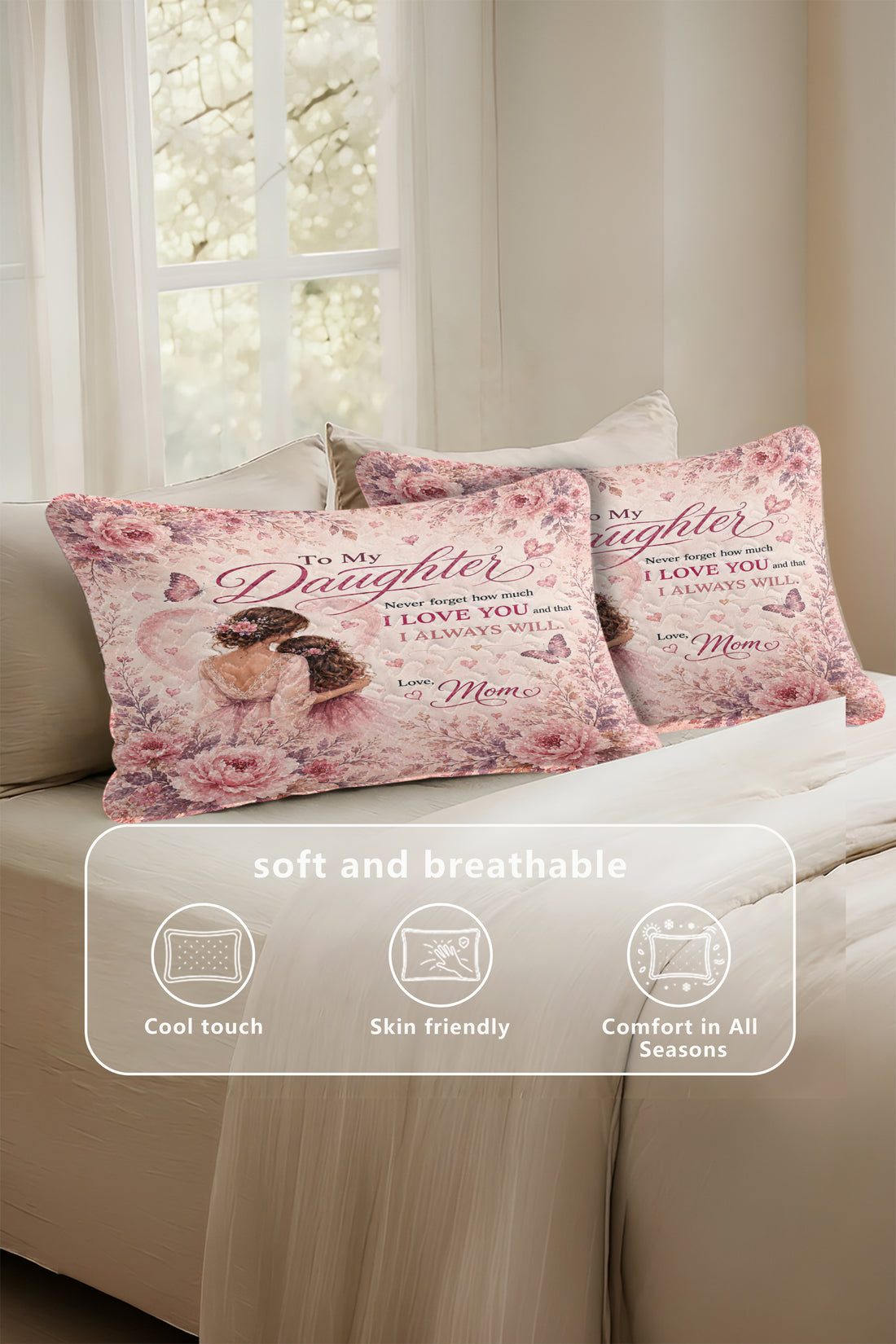 Daughter Straighten Crown Pink Floral Pillow