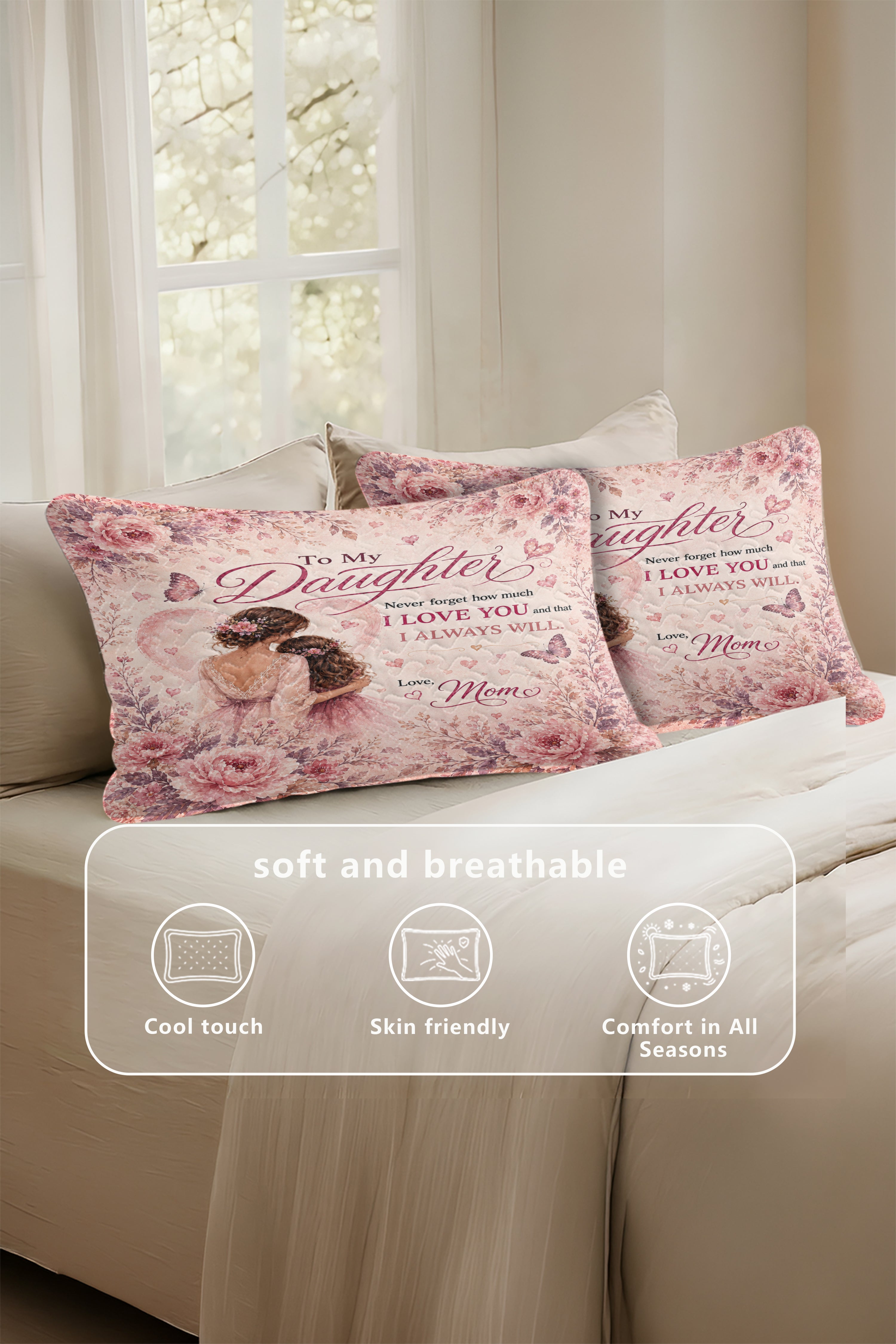 Daughter Straighten Crown Pink Floral Pillow