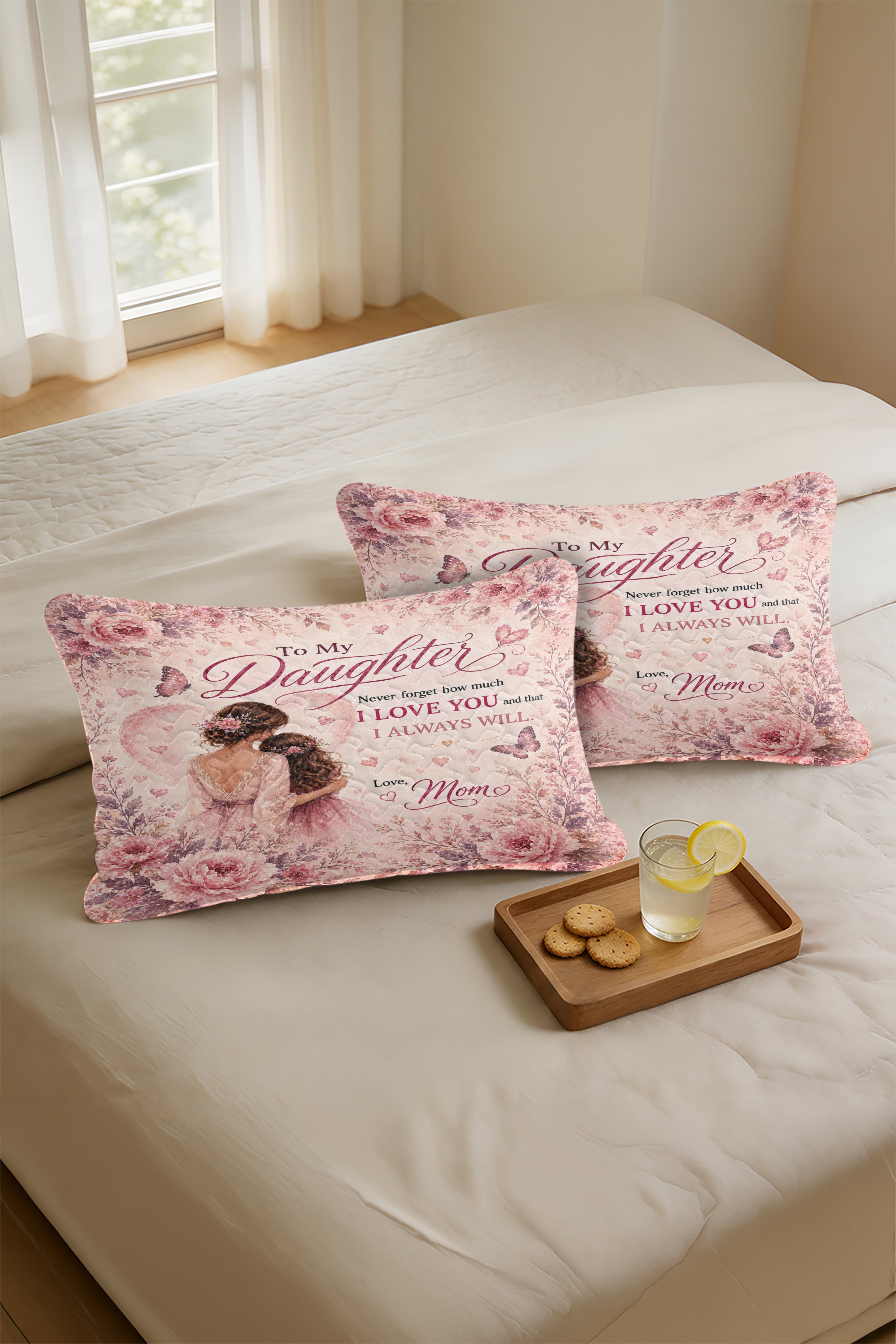 Daughter Straighten Crown Pink Floral Pillow