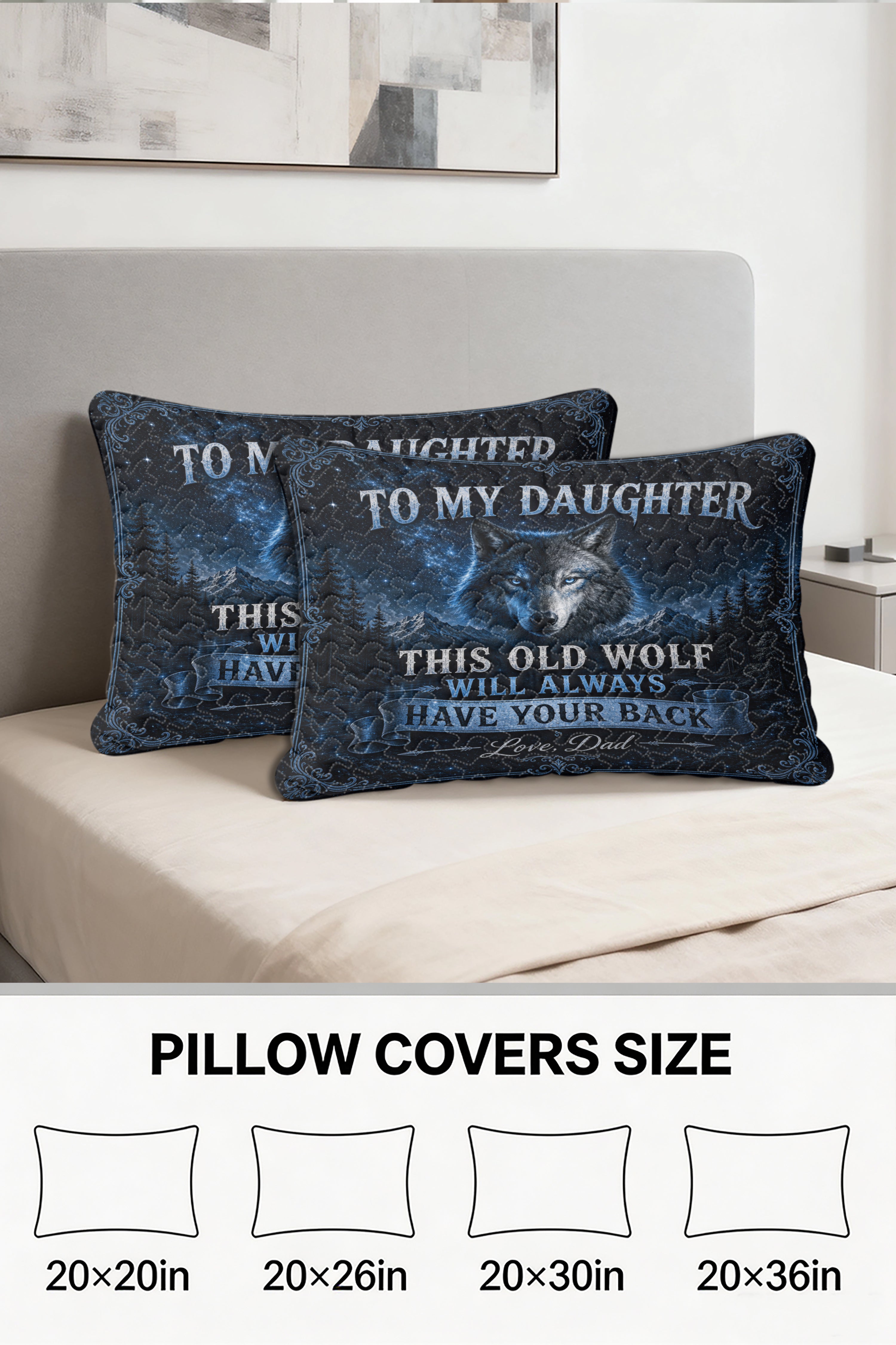 Daughter This Old Wolf Always Have Your Back Dad Pillow