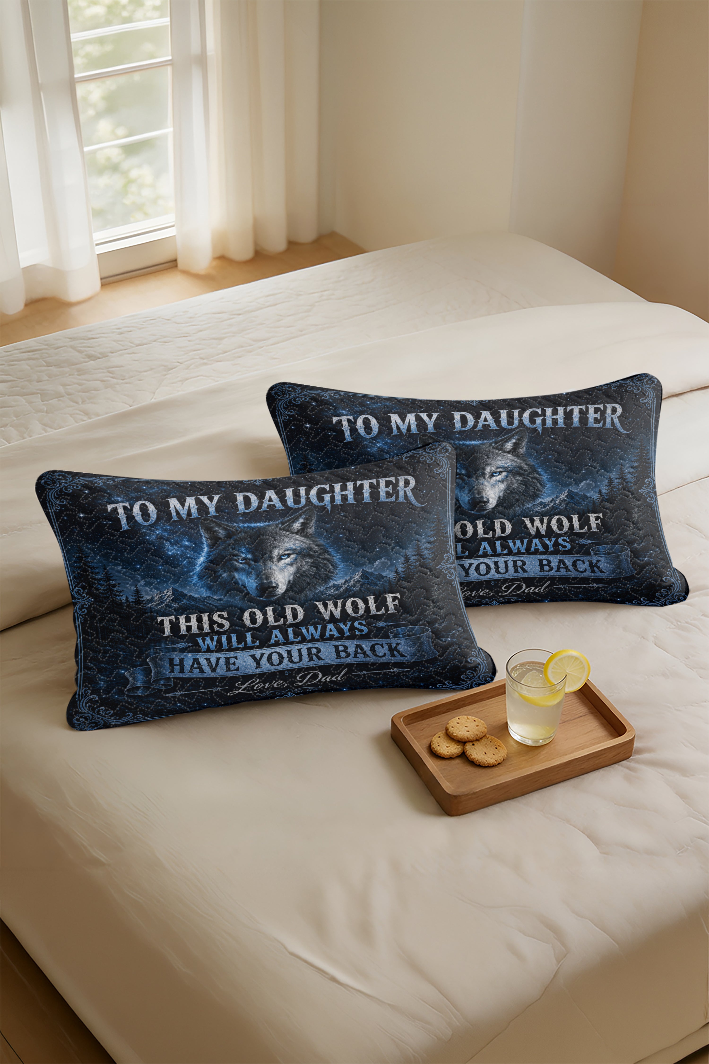 Daughter This Old Wolf Always Have Your Back Dad Pillow