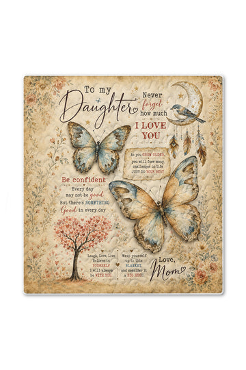 Daughter Vintage Boho Butterfly Quilt Blanket