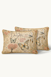 Daughter Vintage Boho Butterfly Quilt Pillow