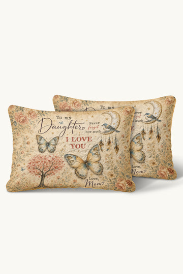 Daughter Vintage Boho Butterfly Pillow