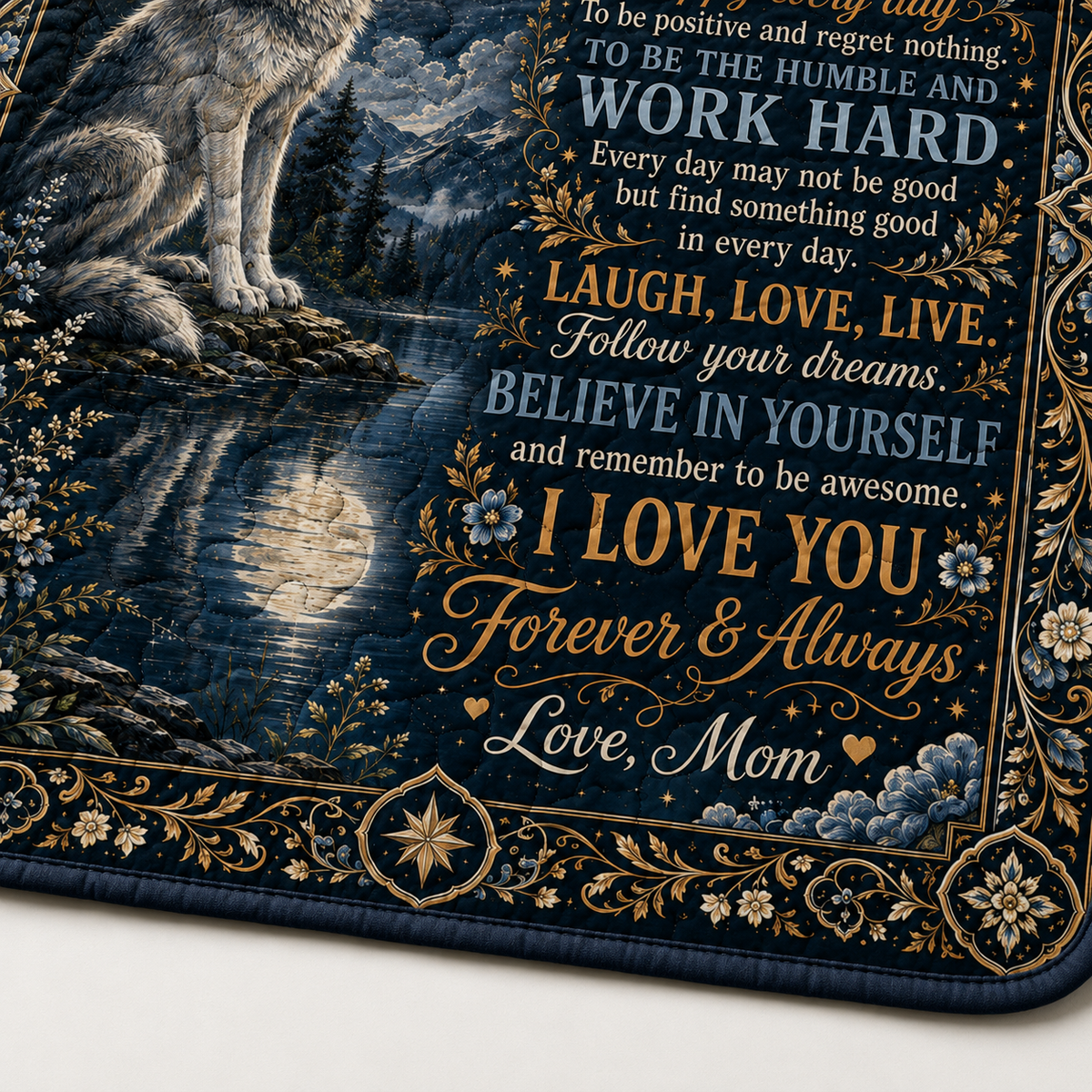 Daughter Wolf Moon Today Is A Good Day Quilt Blanket