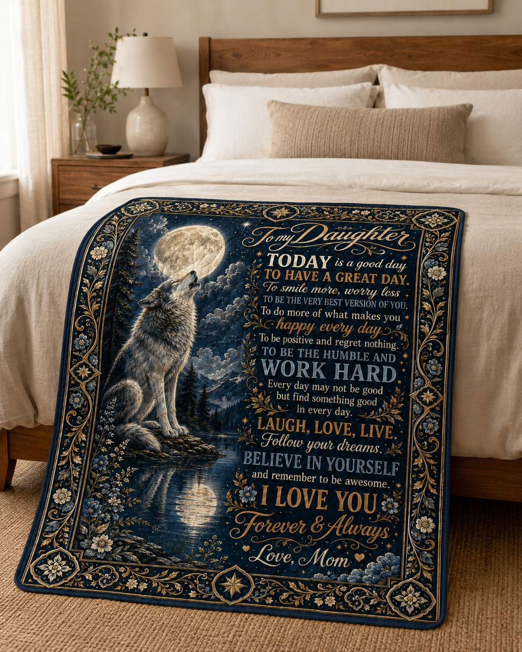 Daughter Wolf Moon Today Is A Good Day Blanket