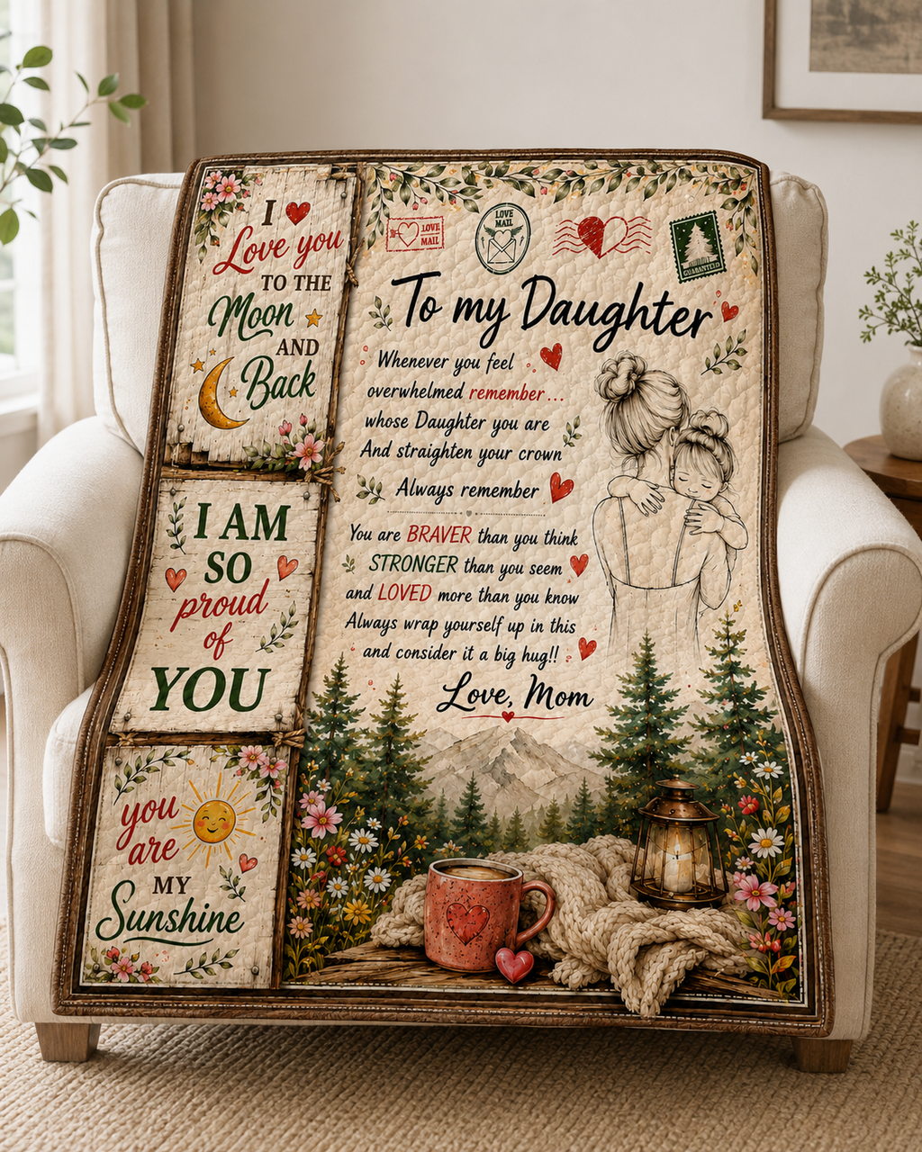 Daughter You Are My Sunshine Mom Hugging Blanket