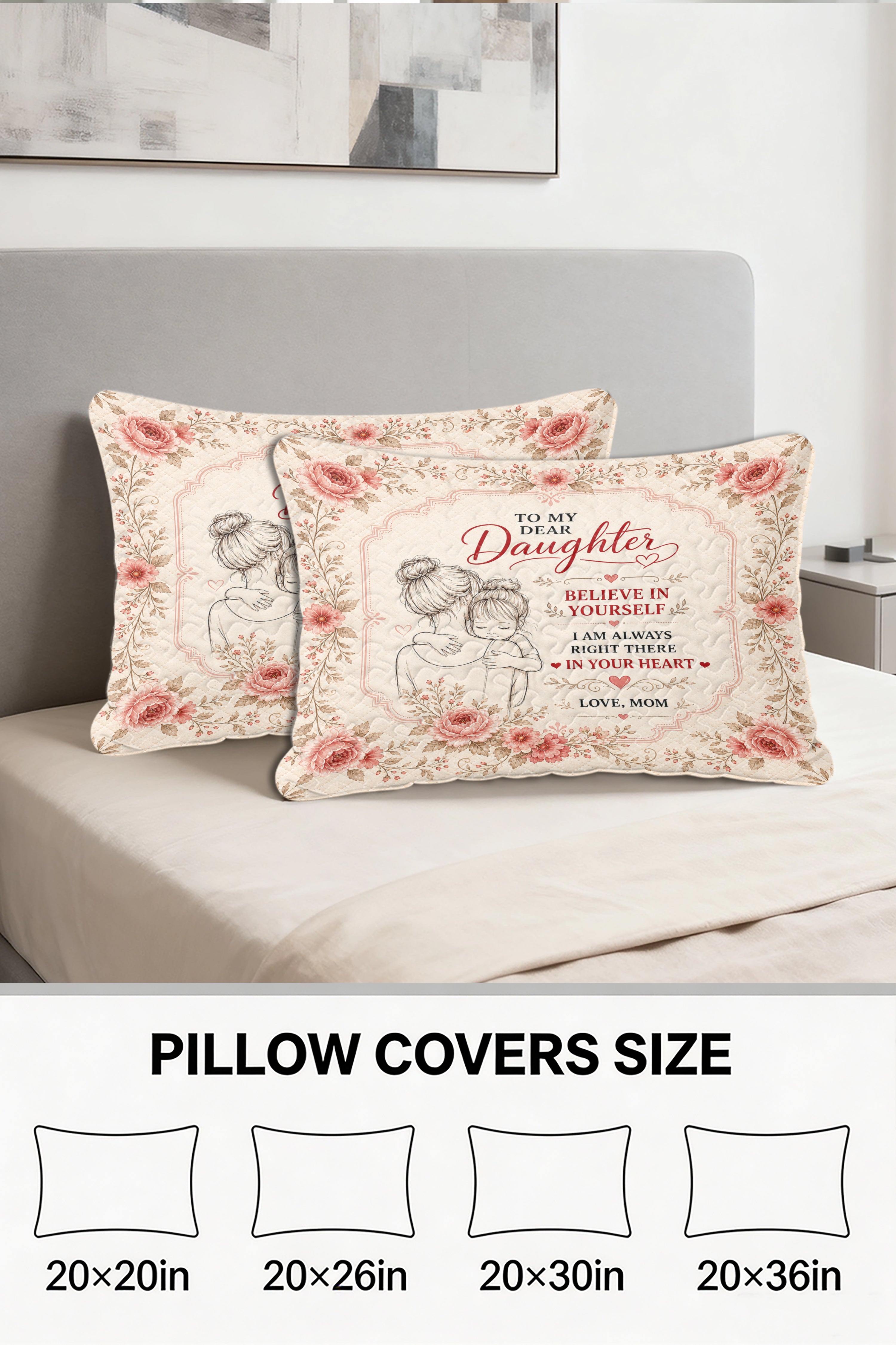 Dear Daughter Life Gave Me Gift Pink Floral Pillow