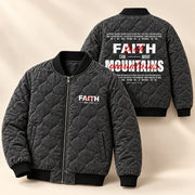 Faith Can Move Mountains Quilted Bomber Jacket