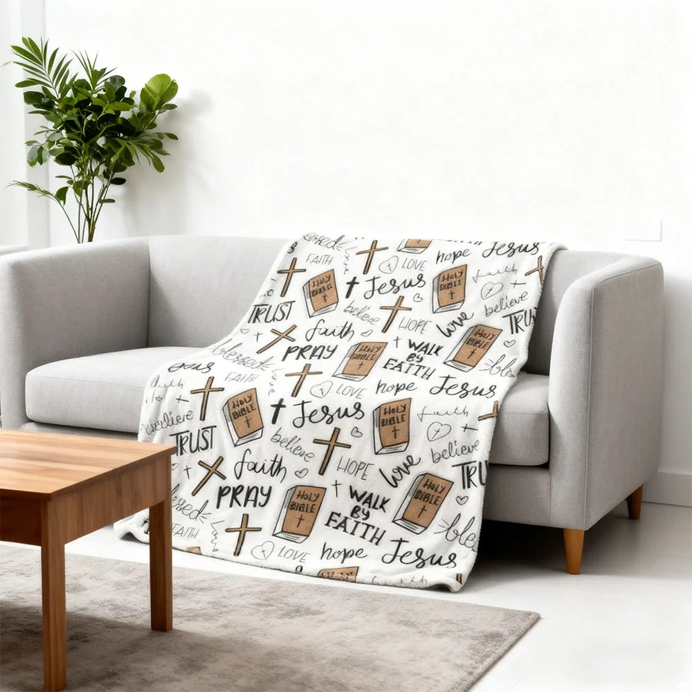 Faith Hope Love Christian Blanket