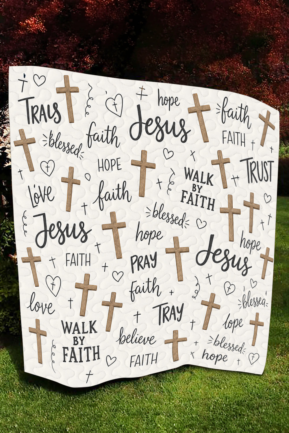 Faith Hope Love Christian Quilted Blanket