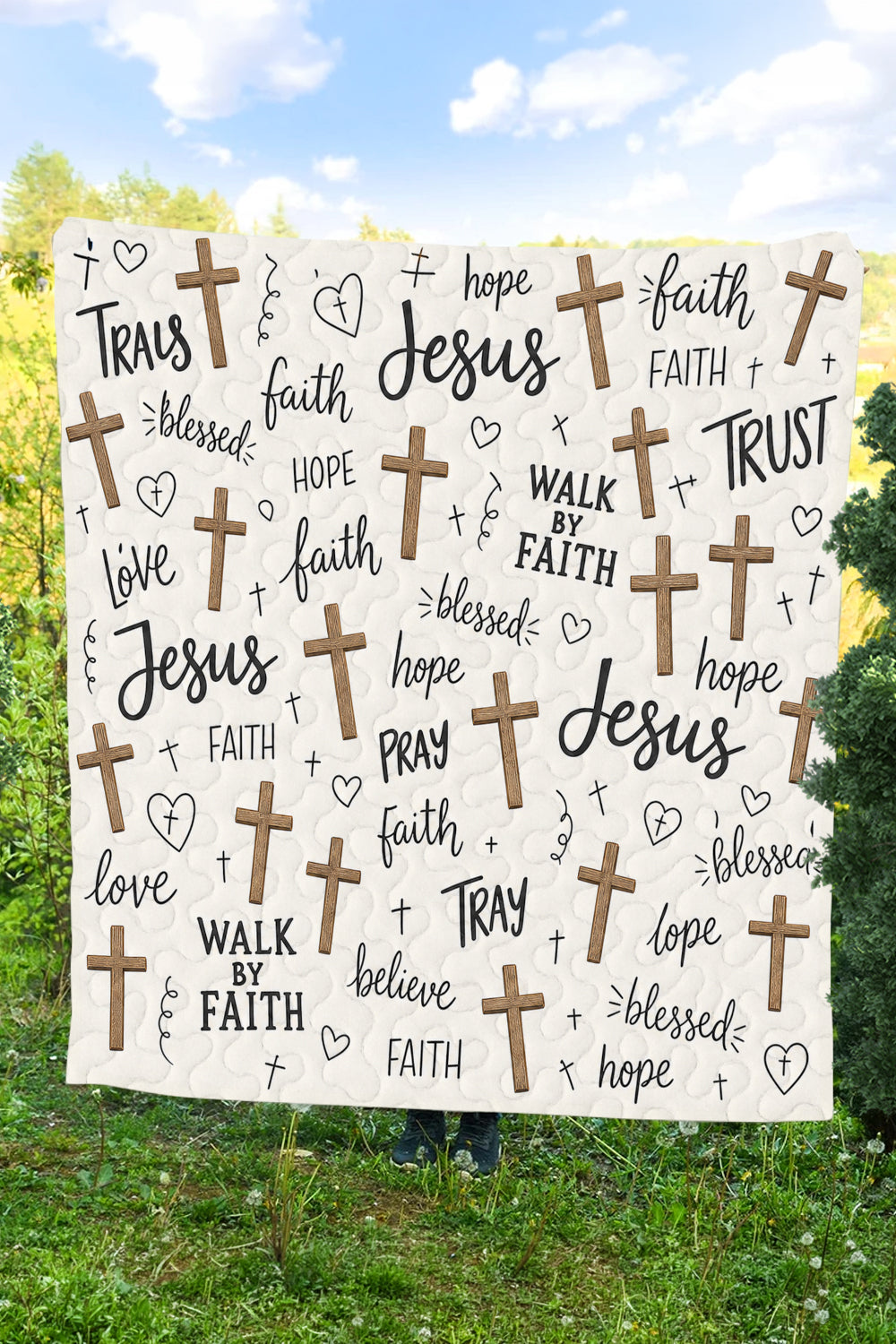 Faith Hope Love Christian Quilted Blanket
