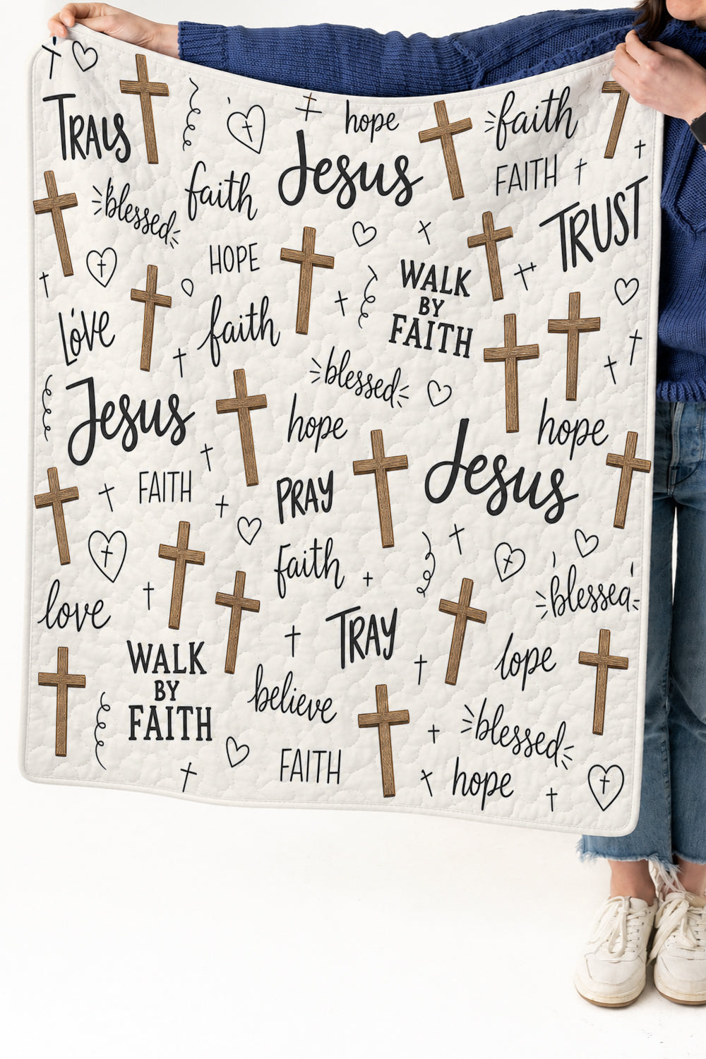 Faith Hope Love Christian Quilted Blanket