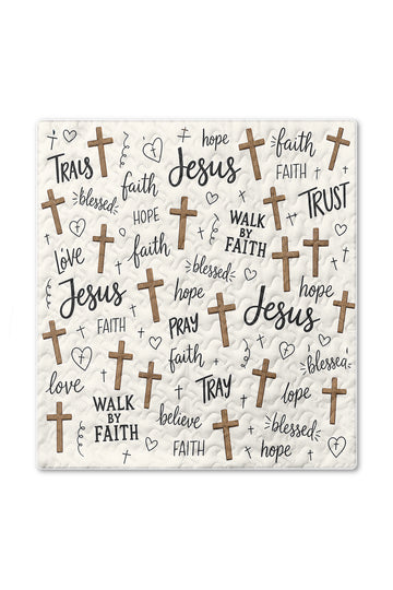 Faith Hope Love Christian Quilted Blanket