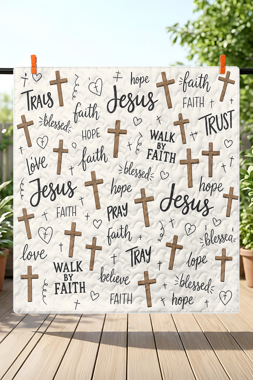 Faith Hope Love Christian Quilted Blanket