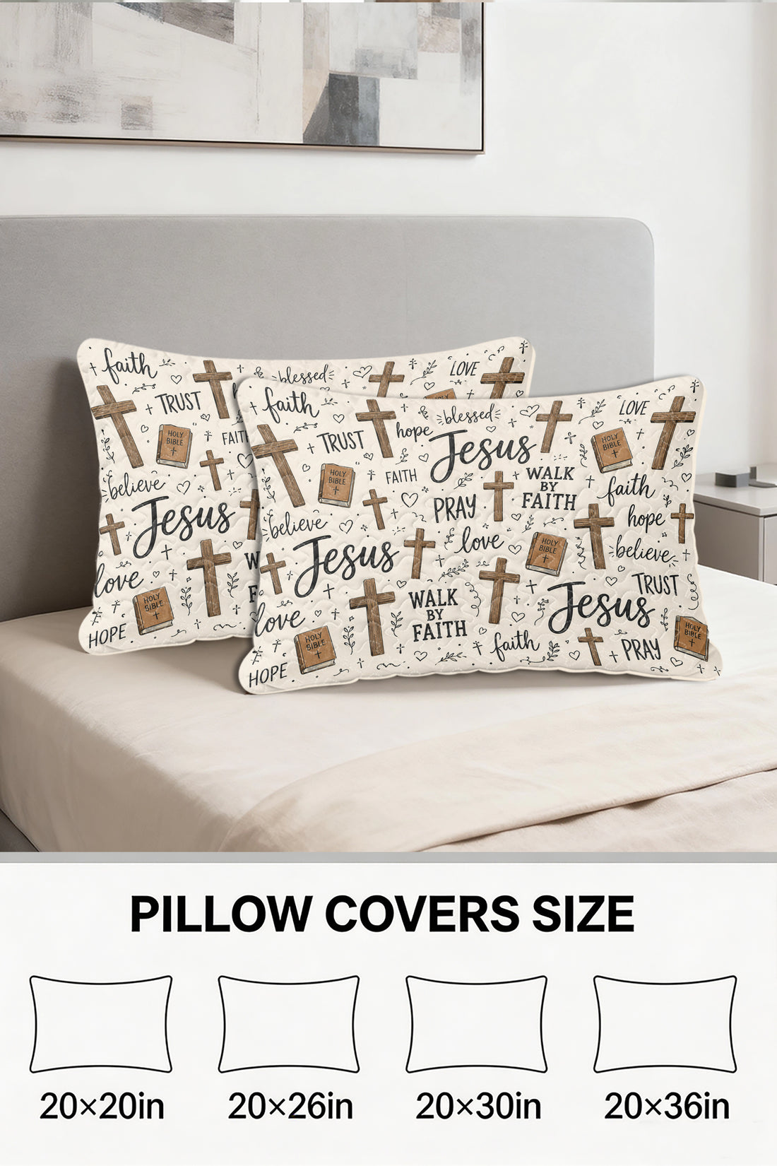 Faith Hope Love Christian Quilted Pillows