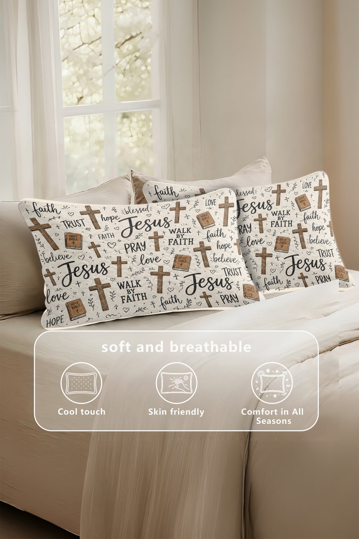 Faith Hope Love Christian Quilted Pillows