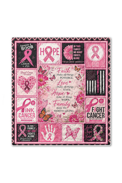Faith Love Hope Family Floral Quilt Blanket