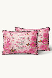 Faith Love Hope Family Floral Quilt Pillow