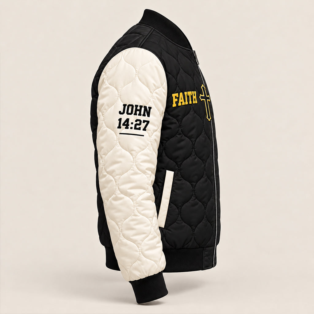 Faith Over Fear John 1427 Varsity Quilted Bomber Jacket – view 7