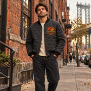 Faith Park Fossil Dino Quilted Bomber Jacket