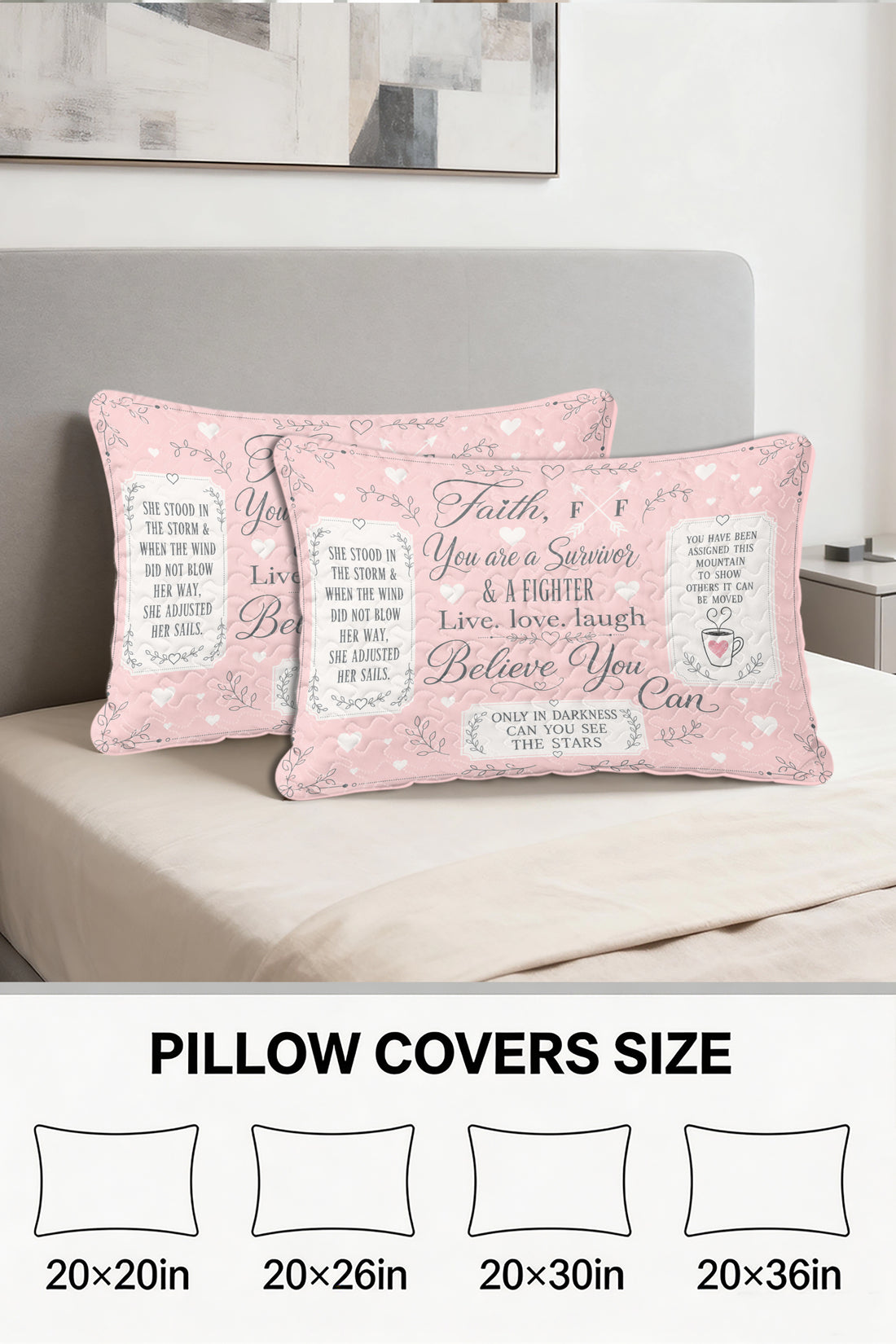 Faith Survivor Fighter Quote Sampler Quilt Pillows