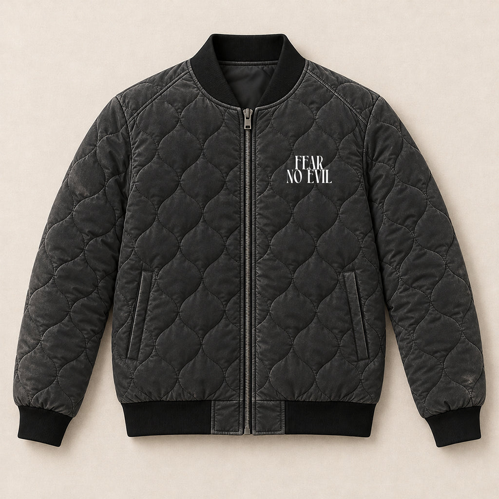 Fear No Evil Psalm 91 Quilted Bomber Jacket